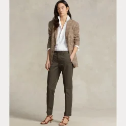 Olive Cropped Slim Fit Twill Chino Pant